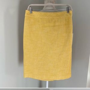 Talbots Yellow Woven Pencil Skirt